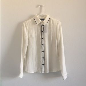 Blanc & Eclare white black button down shirt size1